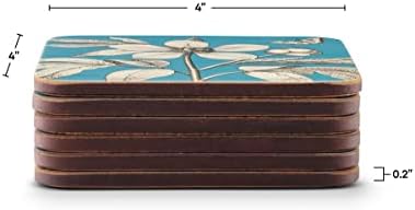 פמפרנל סנדרסון תחריטים ושושנים חופי אוסף כחולים | סט של 6 | לוח מגובה קורק | עמיד בפני חום וכתמים